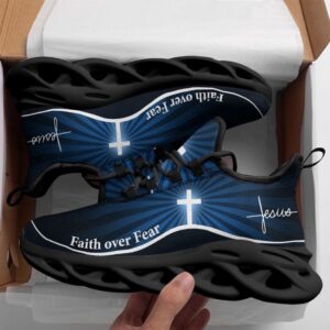 Jesus Faith Over Fear Running Sneakers Blue&hellip;
