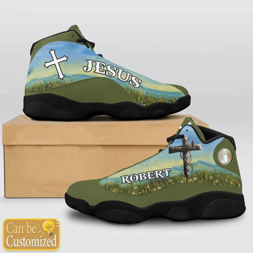 Jesus Flower Field Green Custom Name Basketball Shoes, Christian Basketball Shoes, Basketball Shoes 2024 Jesus Flower Field Green Custom Name Basketball Shoes, Christian Basketball Shoes, Basketball Shoes 2024
