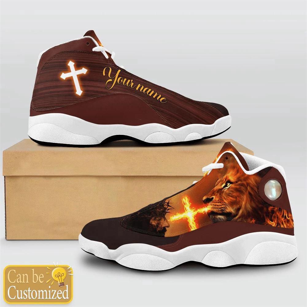 Jesus Lion And Fire Custom Name Basketball Shoes, Christian Basketball Shoes, Basketball Shoes 2024