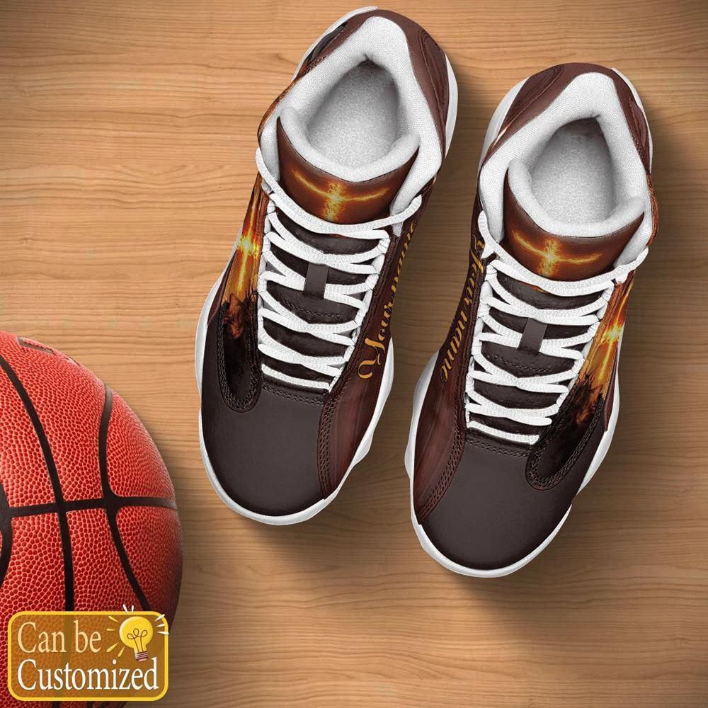 Jesus Lion And Fire Custom Name Basketball Shoes, Christian Basketball Shoes, Basketball Shoes 2024