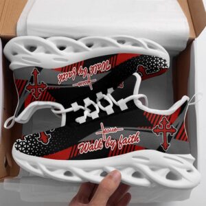 Jesus Red Walk By Faith Running Sneakers&hellip;