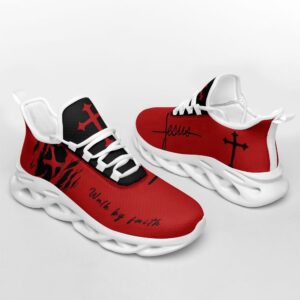 Jesus Red Walk By Faith Running Sneakers&hellip;