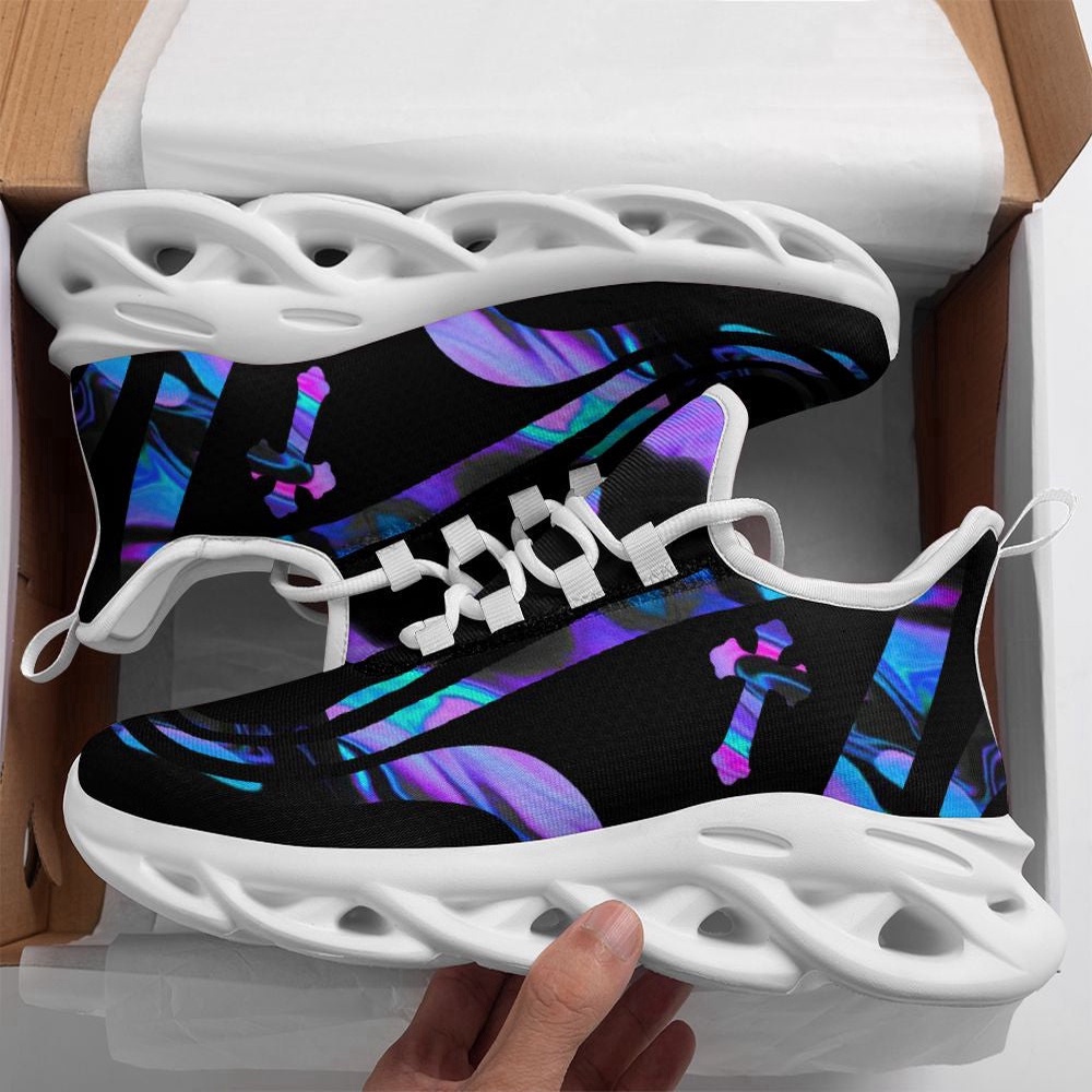 Jesus Running Sneakers Black Purple Max Soul Shoes, Max Soul Sneakers, Max Soul Shoes