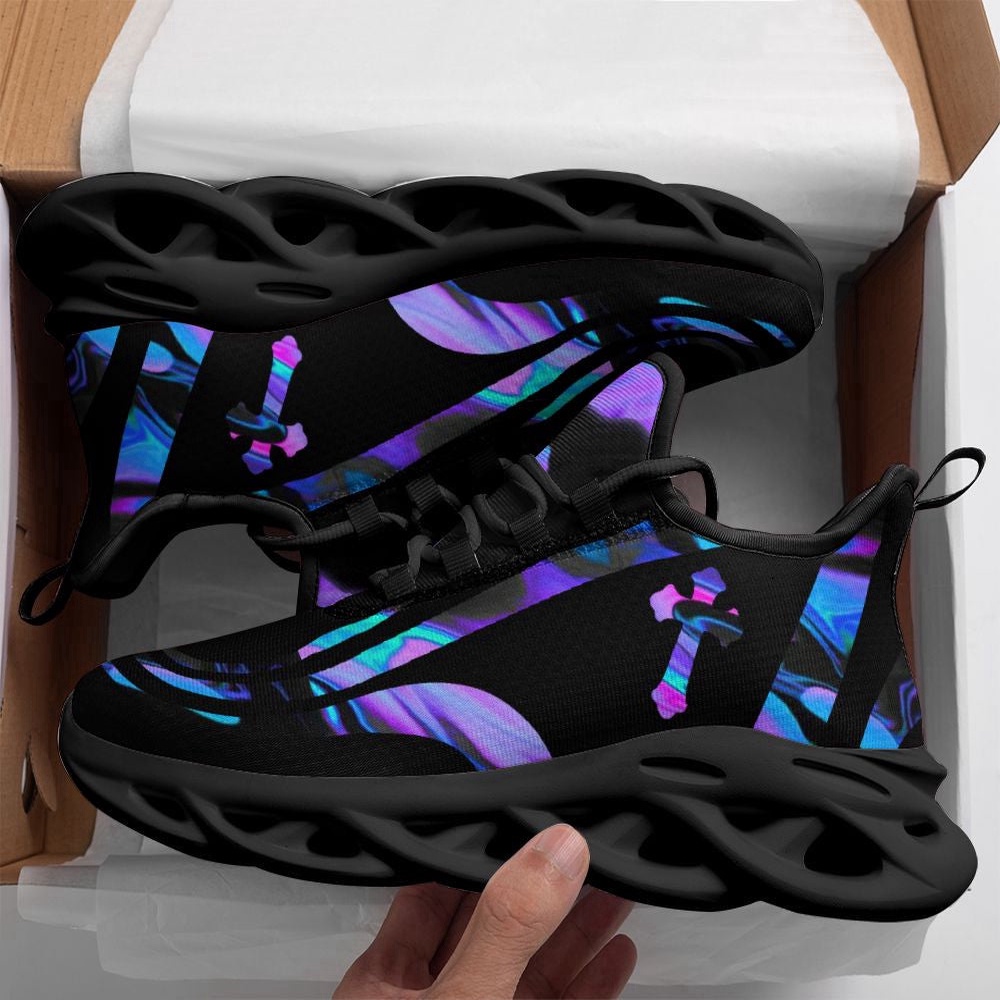 Jesus Running Sneakers Black Purple Max Soul Shoes, Max Soul Sneakers, Max Soul Shoes