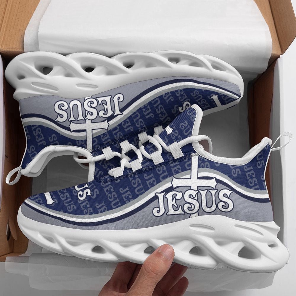 Jesus Running Sneakers White Blue Max Soul Shoes, Max Soul Sneakers, Max Soul Shoes