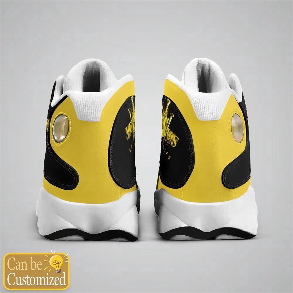 Jesus Saved My Life Custom Name Yellow Basketball Shoes, Christian Basketball Shoes, Basketball Shoes 2024