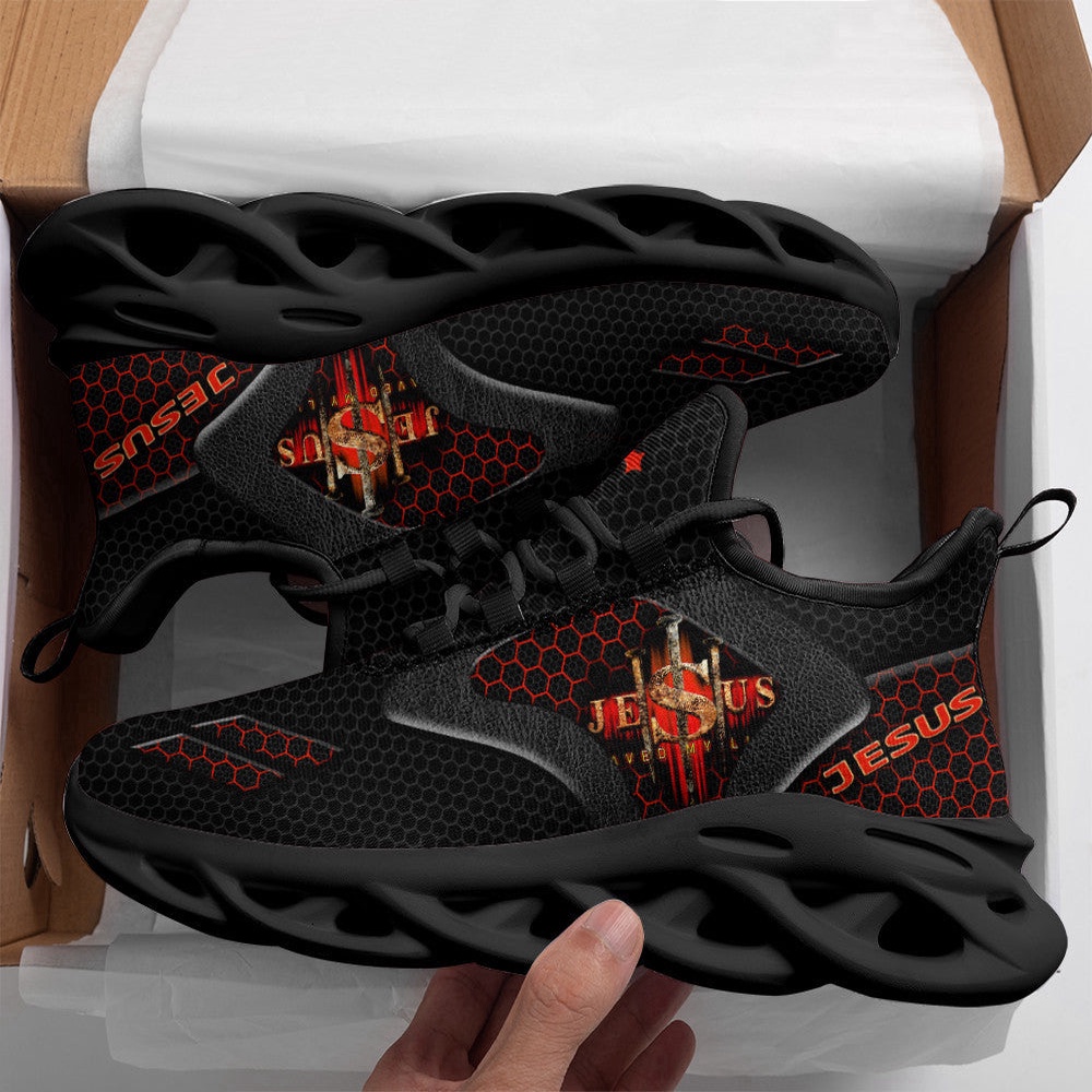 Jesus Saved My Life Running Black Sneakers Max Soul Shoes, Max Soul Sneakers, Max Soul Shoes