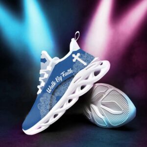 Jesus Walk By Faith Blue Running Sneakers&hellip;