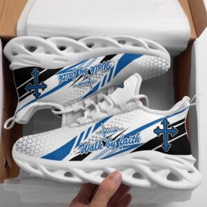 Jesus Walk By Faith Blue Running Sneakers&hellip;