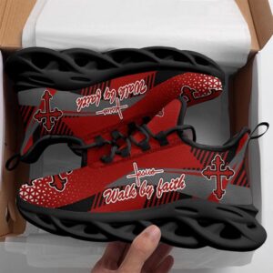 Jesus Walk By Faith Red Running Sneakers&hellip;