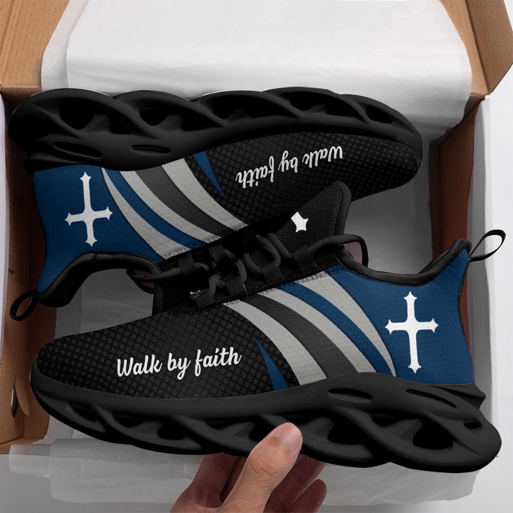 Jesus Walk By Faith Running Black Sneakers 1 Max Soul Shoes, Max Soul Sneakers, Max Soul Shoes