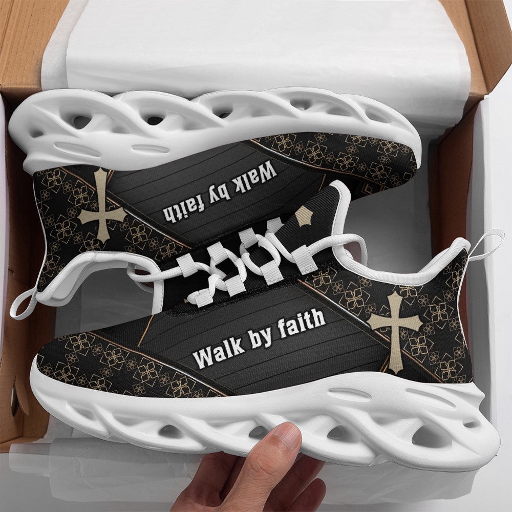 Jesus Walk By Faith Running Sneakers Black 3 Max Soul Shoes, Max Soul Sneakers, Max Soul Shoes