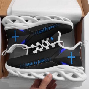 Jesus Walk By Faith Running Sneakers Blue&hellip;