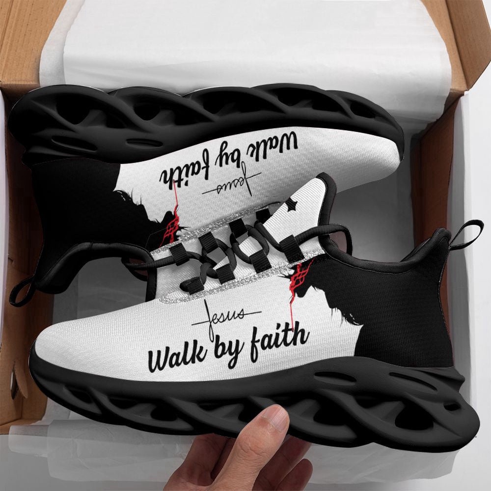 Jesus Walk By Faith Running Sneakers Max Soul Shoes For Men And Women, Max Soul Sneakers, Max Soul Shoes