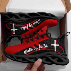 Jesus Walk By Faith Running Sneakers Red&hellip;