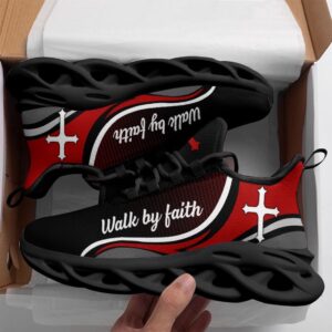 Jesus Walk By Faith Running Sneakers Red&hellip;
