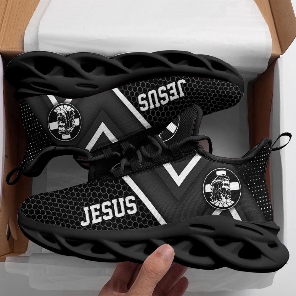 Jesus White And Black Running Sneakers Max Soul Shoes, Max Soul Sneakers, Max Soul Shoes