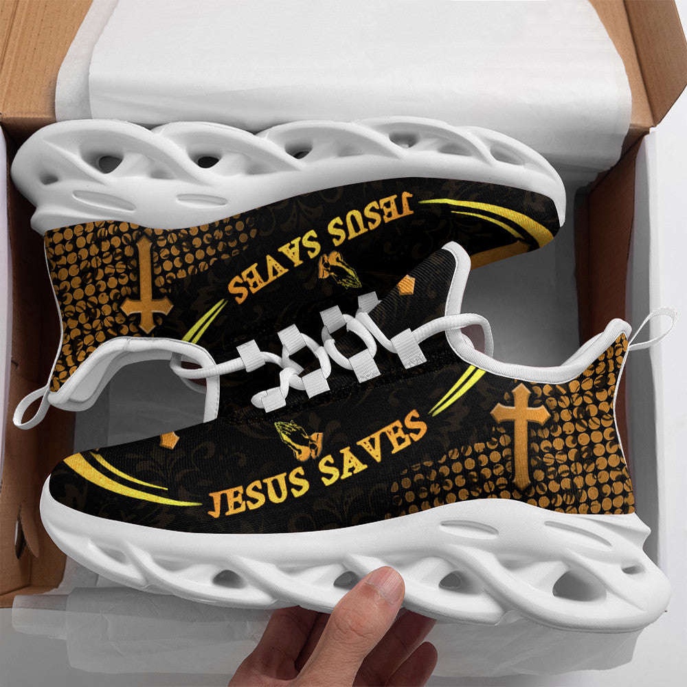 Jesus White Black Saves Running Sneakers Max Soul Shoes, Max Soul Sneakers, Max Soul Shoes