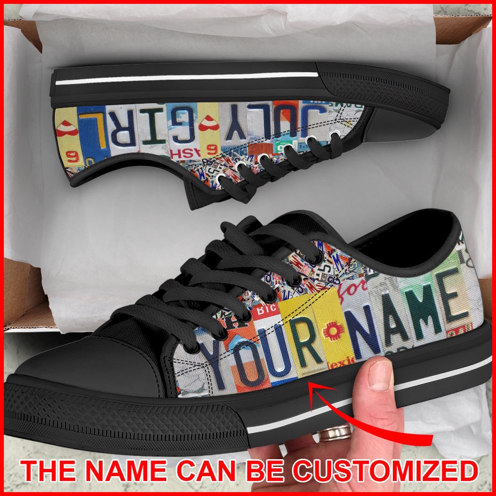 July Girl License Plates Custom Name Low Top Shoes, Low Top Designer Shoes, Low Top Sneakers July Girl License Plates Custom Name Low Top Shoes, Low Top Designer Shoes, Low Top Sneakers