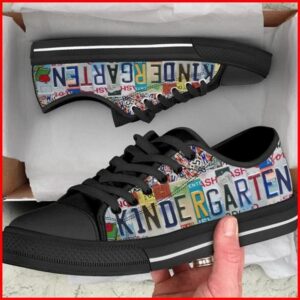 Kindergarten License Plates Canvas Low Top Shoes,&hellip;