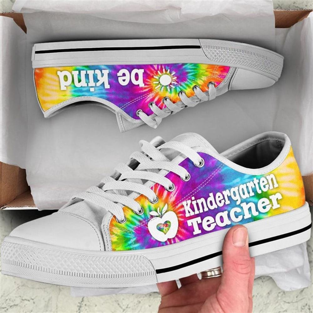 Kindergarten Teacher Tie Dye Canvas Low Top Shoes, Low Top Designer Shoes, Low Top Sneakers