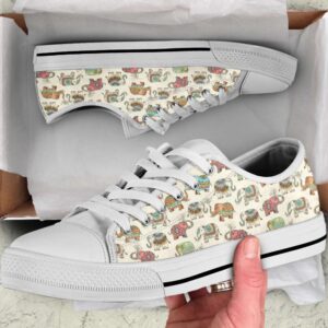 Lucky Elephant Patterns Vintage Low Top Canvas&hellip;