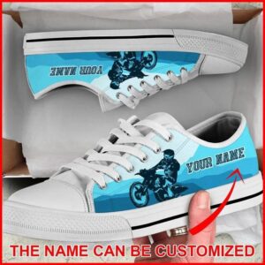 Motocross Mountain Blue Personalized Canvas Low Top&hellip;