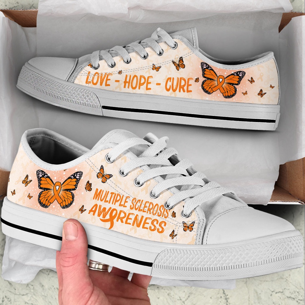 Multiple Sclerosis Shoes With Butterfly Version Low Top Shoes, Low Top Designer Shoes, Low Top Sneakers