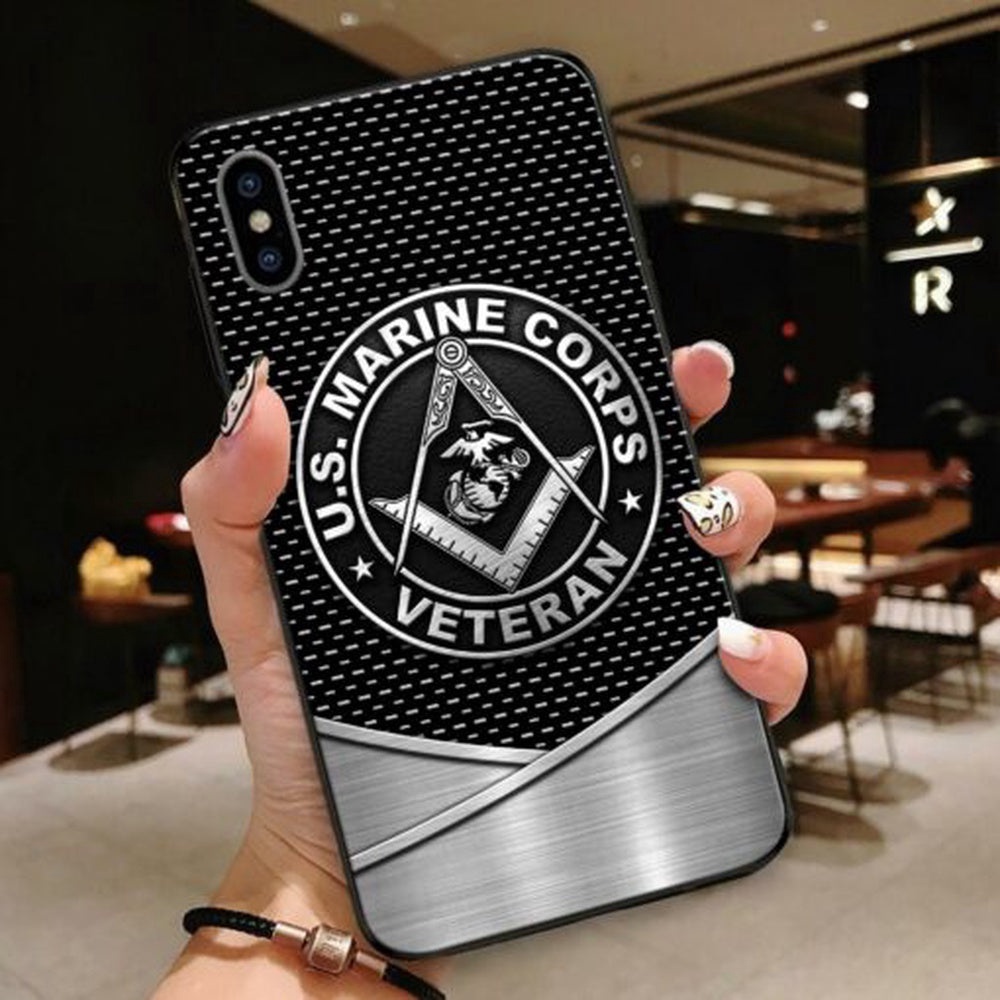 Normal Phone Case All Over Printed United States Marine Corps Veteran Freemason, Veteran Phone Case, Military Phone Cases