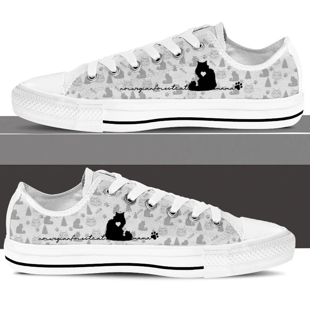 Norwegian Forest Cat Low Top Shoes, Cat Walking Shoes Men Women, Low Top Sneakers, Low Top Designer Shoes