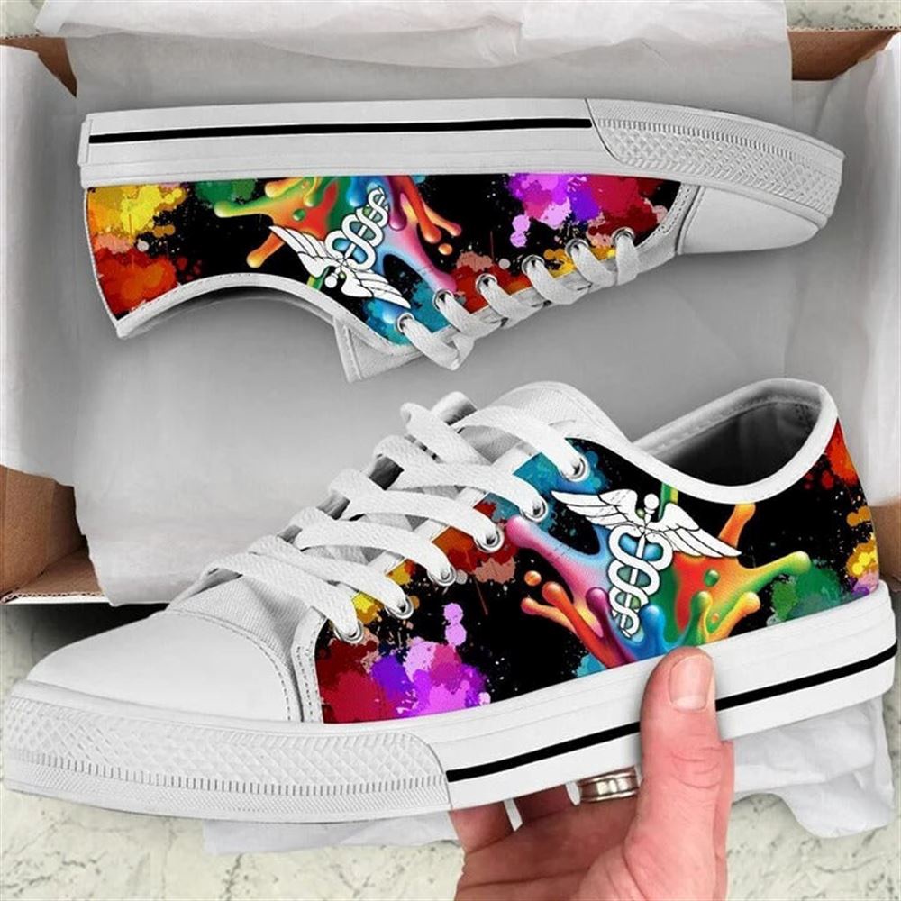 Nurse Splash Oil Painting Canvas Low Top Shoes, Low Top Designer Shoes, Low Top Sneakers