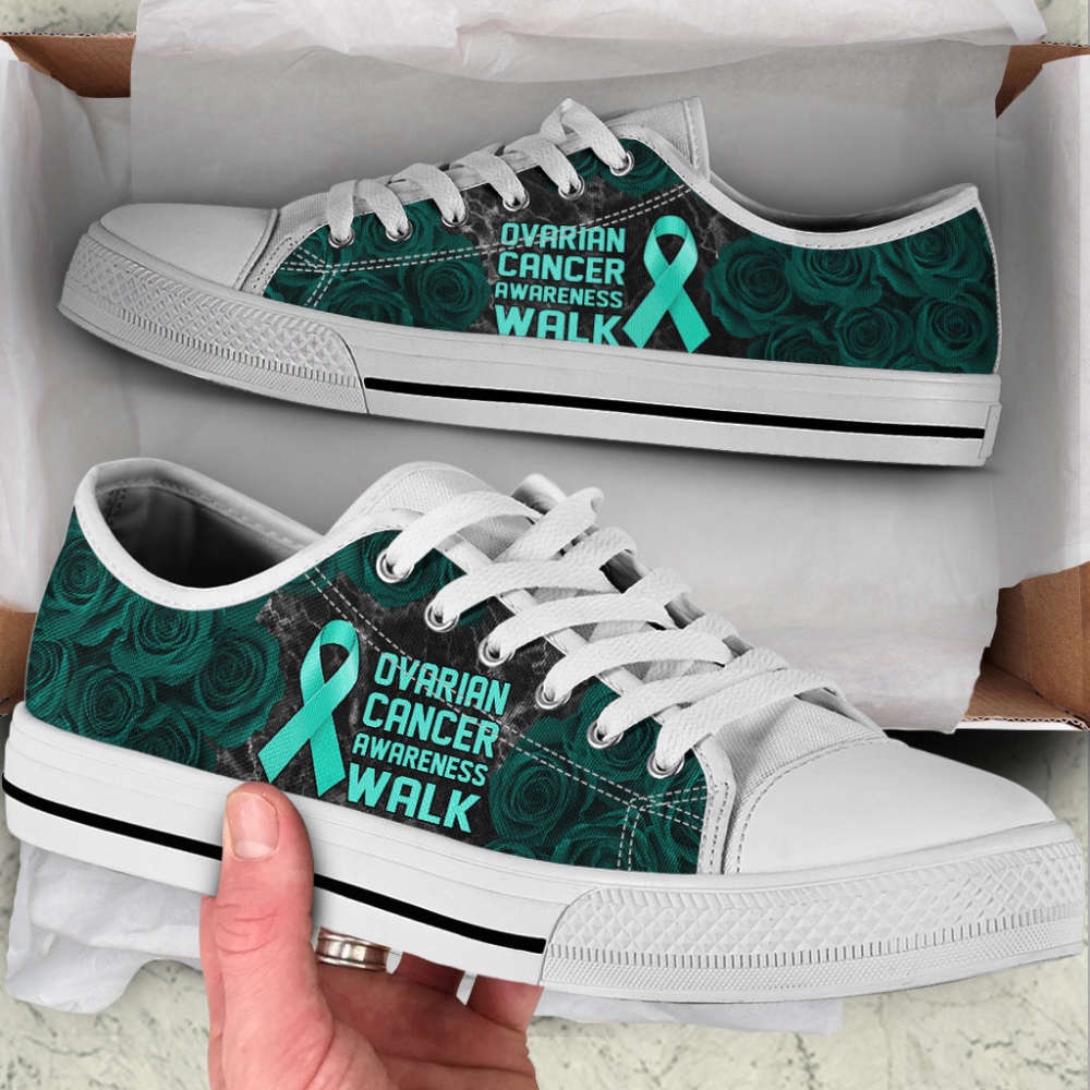 Ovarian Cancer Shoes Awareness Walk Low Top Shoes Canvas Shoes, Low Top Designer Shoes, Low Top Sneakers