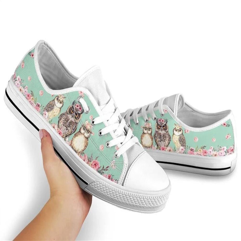 Owl Flower Watercolor Low Top Shoes, Low Tops, Low Top Sneakers Owl Flower Watercolor Low Top Shoes, Low Tops, Low Top Sneakers