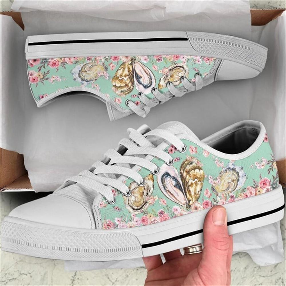 Oyster Flower Watercolor Low Top Shoes, Low Top Designer Shoes, Low Top Sneakers Oyster Flower Watercolor Low Top Shoes, Low Top Designer Shoes, Low Top Sneakers