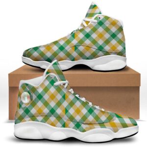 Patrick’s Day Irish Plaid Print White Basketball&hellip;