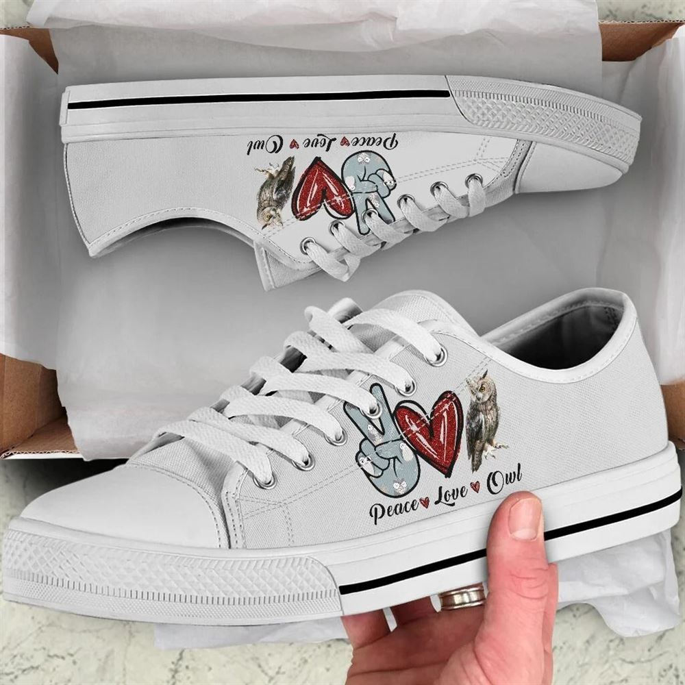 Peace Love Owl Sign Low Top Shoes, Low Tops, Low Top Sneakers Peace Love Owl Sign Low Top Shoes, Low Tops, Low Top Sneakers