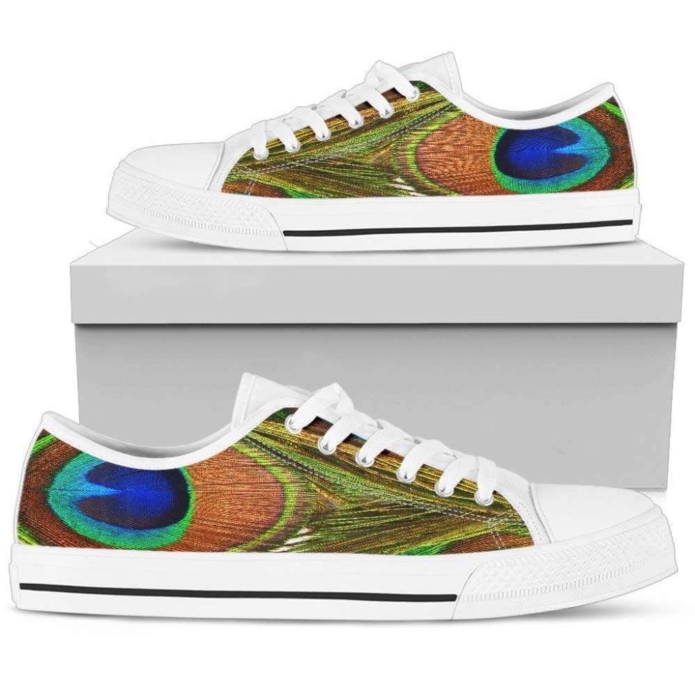 Peacock Print Shoes  Women’s Low Top Shoes, Low Top Designer Shoes, Low Top Sneakers