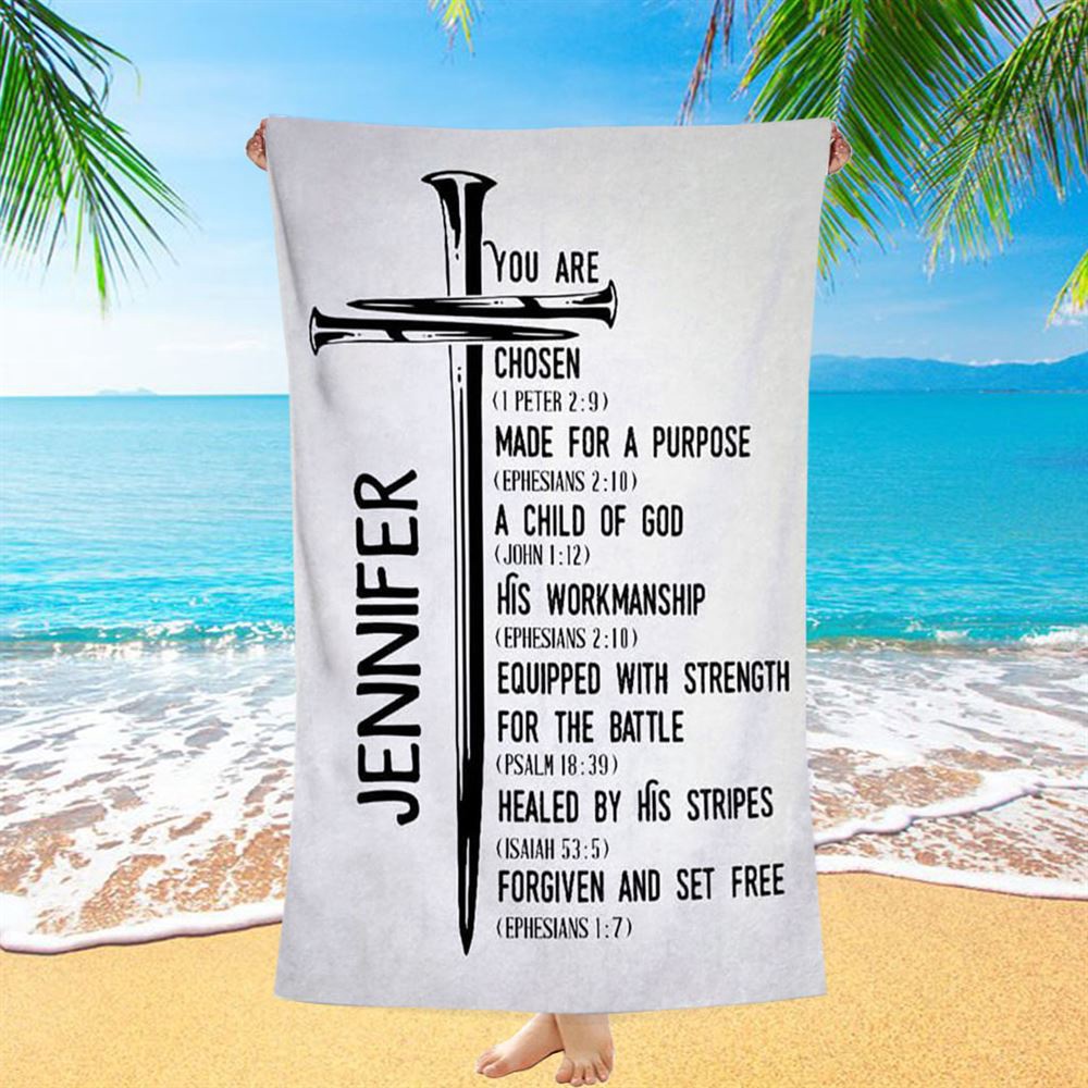 Personalized Chosen Made For A Purpose Child Of God Beach Towel, Christian Beach Towel, Beach Towel