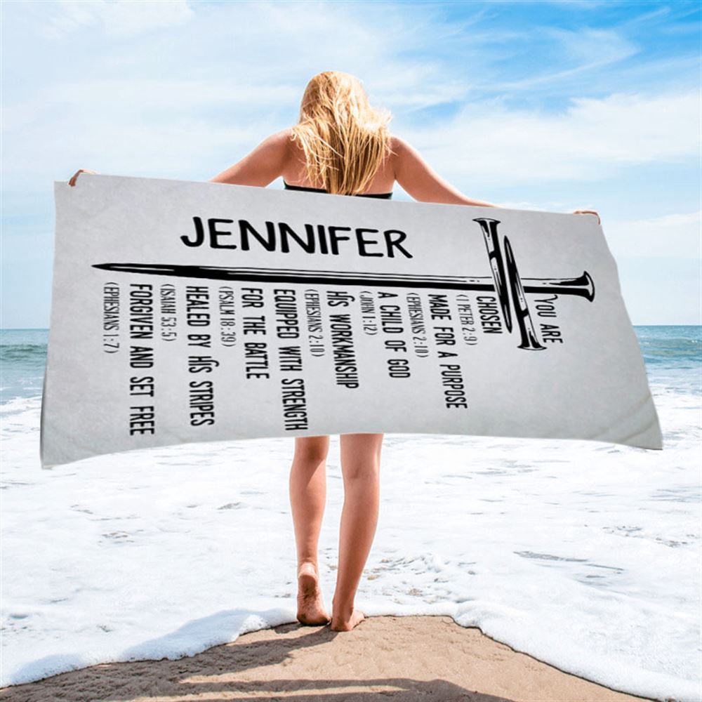 Personalized Chosen Made For A Purpose Child Of God Beach Towel, Christian Beach Towel, Beach Towel
