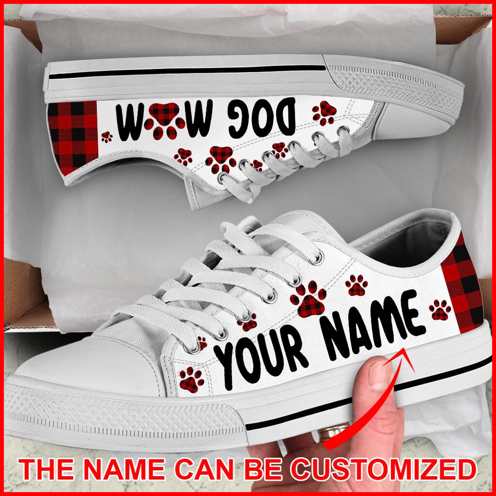 Personalized Dog Mom Paid Dog Paw Caro Low Top Sneaker Malalan, Designer Low Top Shoes, Low Top Sneakers