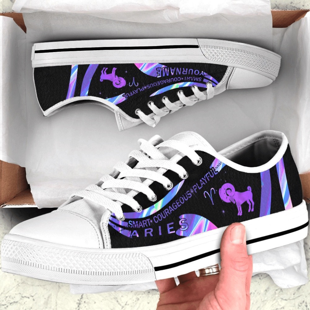 Personalized Holo Aries Customized Low Top Shoes Sneaker, Low Top Designer Shoes, Low Top Sneakers