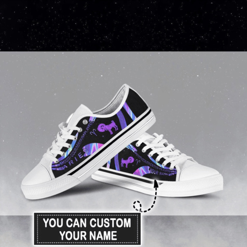 Personalized Holo Aries Customized Low Top Shoes Sneaker, Low Top Designer Shoes, Low Top Sneakers