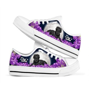 Personalized Labrador Retriever Black And Purple Flower Low Top Sneaker, Designer Low Top Shoes, Low Top Sneakers