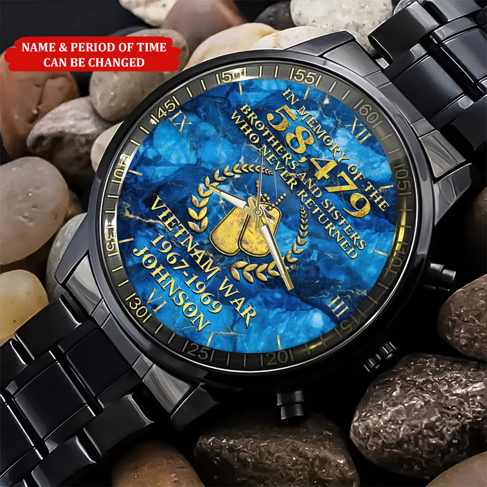 Personalized Name And Time In Memory Of The 58479 Brothers Veteran Watch, Watch Military, Men Military Watch, Fathers Watches