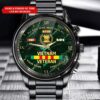 Personalized Name And Time Proudly Served Blue Red Flag Printed Veteran Watch, Vietnam Veteran Watch, Watch Military, Men Military Watch