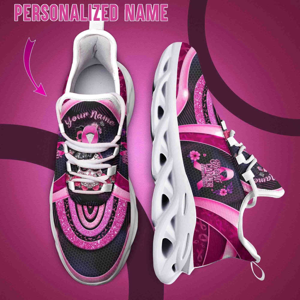 Personalized Name Breast Cancer Awareness Max Shoes, Max Soul Sneakers, Max Soul Shoes