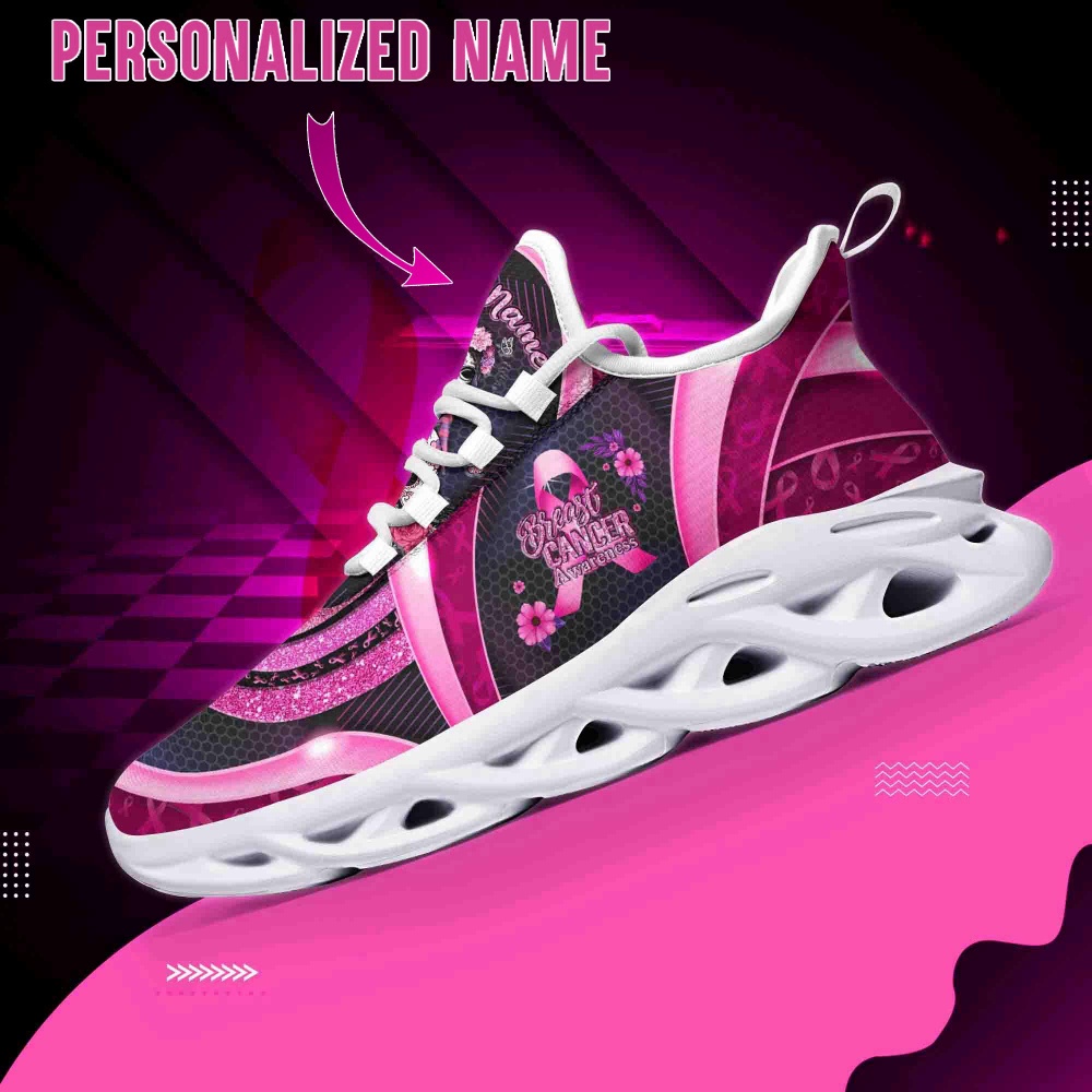Personalized Name Breast Cancer Awareness Max Shoes, Max Soul Sneakers, Max Soul Shoes