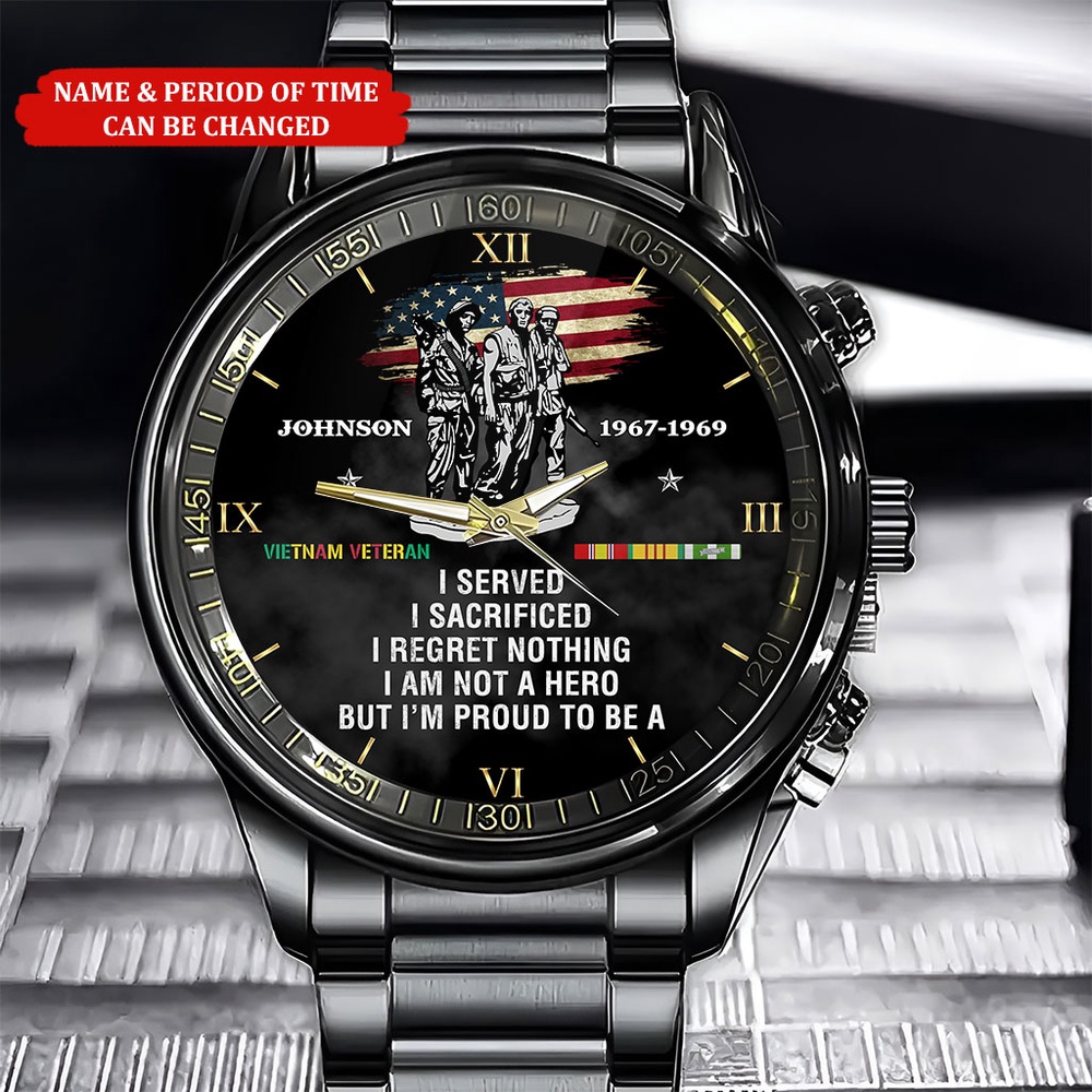 Personalized Name Time I Am Not A Hero But I’m Proud To Be A Vietnam Veteran Business Watch, Watch Military, Men Military Watch, Fathers Watches