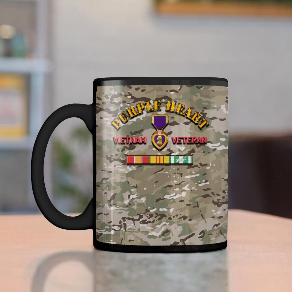 Personalized Vietnam Veteran Camouflage Mug With Your Name Year Purple Heart Mug, Veteran Coffee Mugs, Military Mug