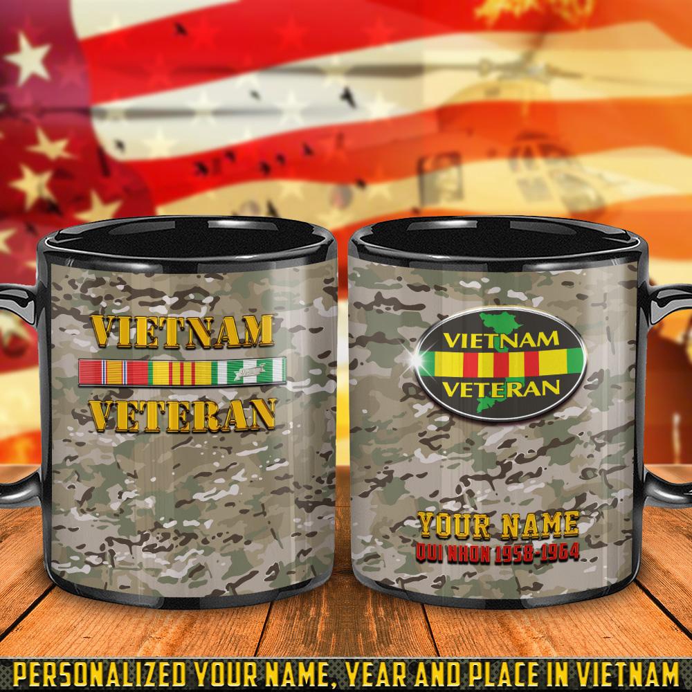 Personalized Vietnam Veteran Camouflage Mug With Your Name Year, Veteran Coffee Mugs, Military Mug